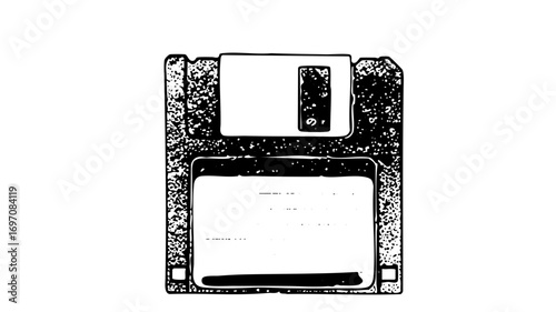 Vector Vintage floppy disk with a textured style.