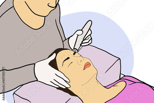 woman receiving an aesthetic treatment on her face