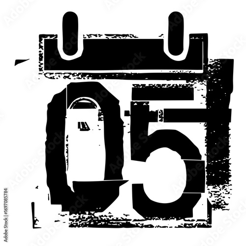 Vector Distressed calendar displays the fifth day of the month.