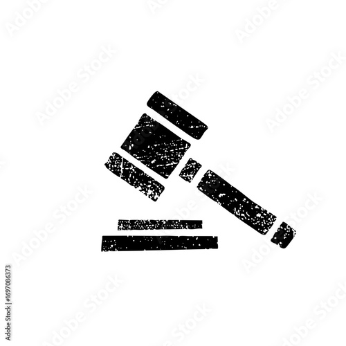 Vector Black gavel over horizontal lines represents justice and legal proceedings.