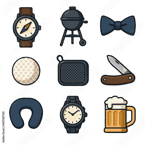 Folding icon s father golf stein day vector beer sports tie pocket