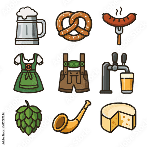 Dress pants icon cone cheese stein vector dirndl beer set oktoberfest tap