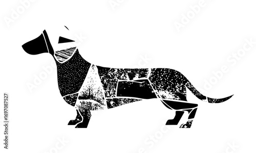 Vector Geometric Dachshund with Textured Fill