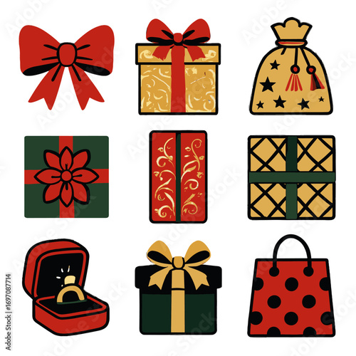 Vector wrapping shiny gift luxury icons icon holiday paper top box big