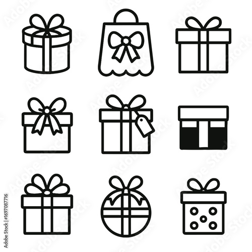 Ornament vector icons tag bag icon modern box layered wrapping gift