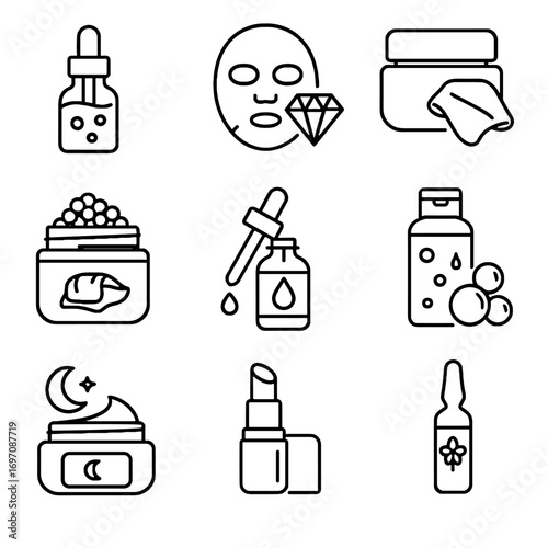 Icons eye luxury skincare vector icon serum facial lip pearl mask platinum