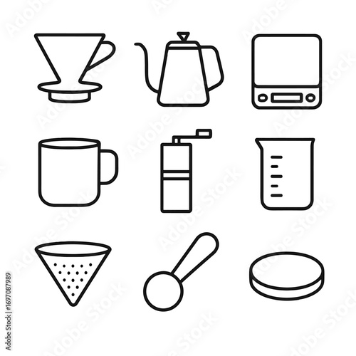 Ceramic scoop icons plain minimalist icon coffee vector glass slim grinder cork