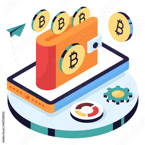 A unique design illustration of bitcoin wallet