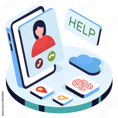 Help call illustration, editable vector