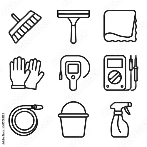 Panel gloves solar icon water safety icons tool squeegee inspection microfiber camera