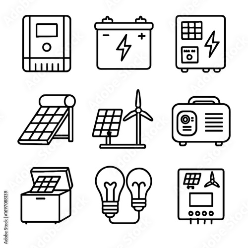 Freezer controller grid vector off kit solar generator icon inverter power led