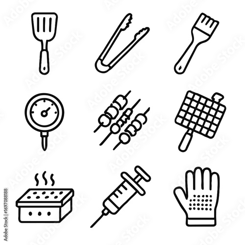 Utensils thermometer vector marinade injector meat icons icon basting grilling grill smoker