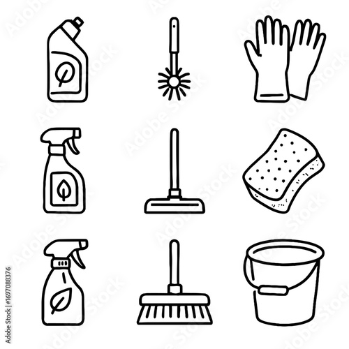 Compostable vinegar cleaner bathroom gloves icon natural eco microfiber cleaning toilet vector