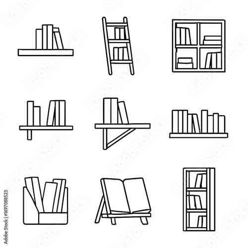 Icons minimalist magazine vector holder shelf cube book single icon wooden rack
