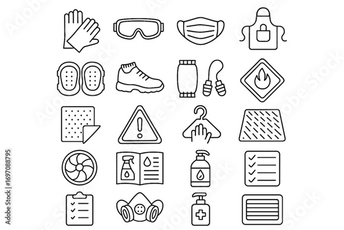 Icons apron vector safety icon ventilation warning mat refillable mask manual fan