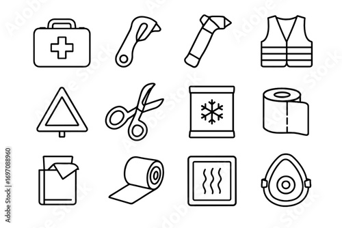First bandage cutter instant seatbelt icon gauze breaker aid vector pack vehicle