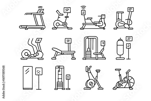 Weight icon punching vector air gym connected cable icons climbing stationary mirror