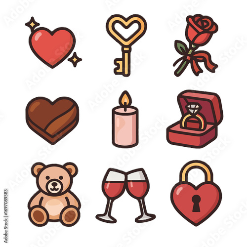 Icon vector wedding valentine heart plush s chocolate day teddy lock bear