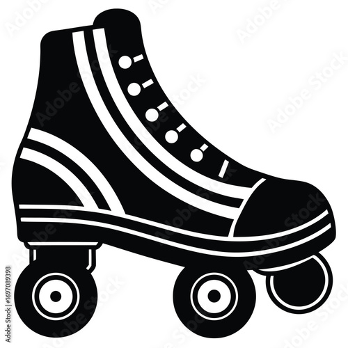 Black Silhouette of a Classic Quad Roller Skate quad skate monochrome
