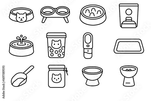 Feeding container stand measuring essentials vector icon ceramic feeder fountain slow scoop