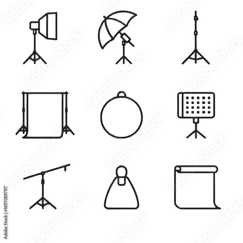 Boom icon backdrop gear light disk icons sandbag panel arm studio umbrella