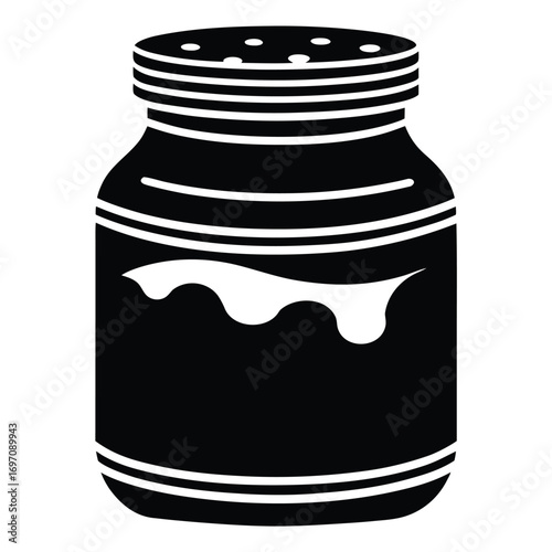 Black Silhouette of a Jar with Dripping Content and Lid container bottle