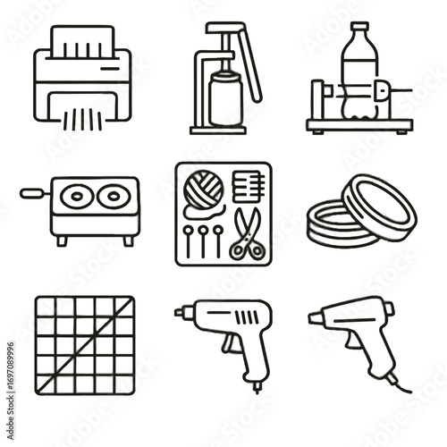 Glue icon jar pallet vector tools shredder diy plastic kit cutter recycling