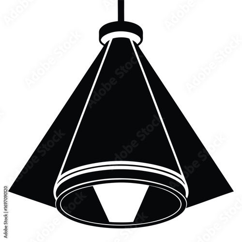 Black Silhouette of a Modern Pendant Light Fixture with a Wide Cone Shade lamp ceiling
