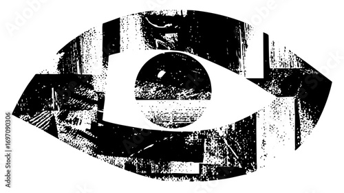 Vector Abstract eye with distressed vector shapes.