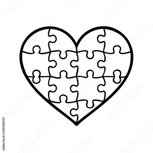 Stylized puzzle heart symbolizing love and connection