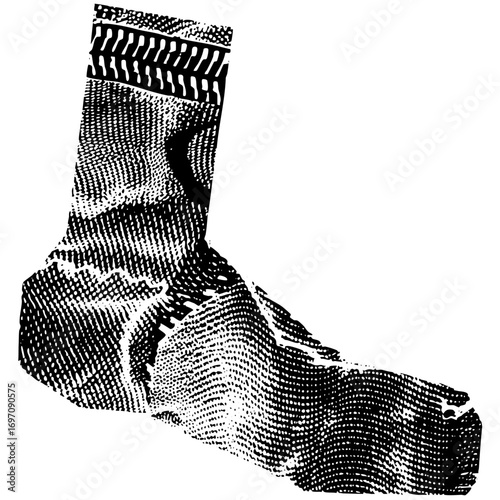Vector Detailed of a foot wearing a textured sock.