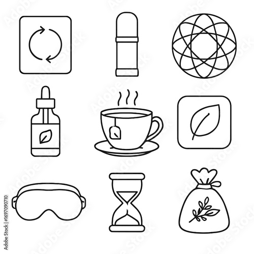 Hourglass exercise stick mindful inhaler vector breathing aroma icon app card