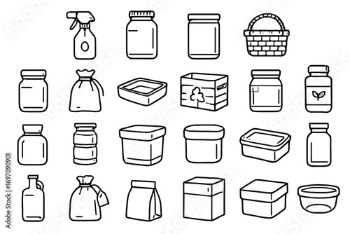 Refill natural eco bamboo tin cleaning vector icon bag icons recycled stackable