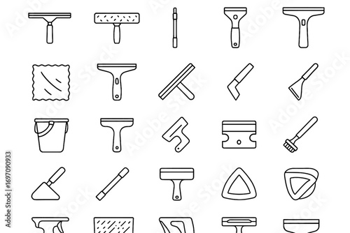 Handle scraper magnetic window tools cloth icon vector frame blade corner cleaning