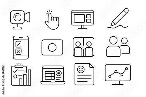 Teaching vector remote screen icon form polls breakout feedback streaming room analytics