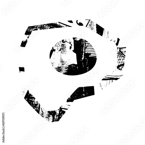 Vector Abstract circular with fragmented shapes and central .