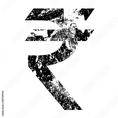 Vector Distressed typographic symbol representing financial currency.