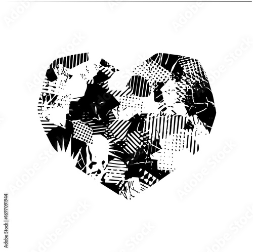 Vector Abstract fractured heart with geometric .