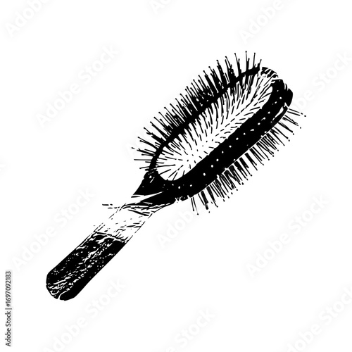Vector Detailed of a hairbrush with textured bristles and handle.
