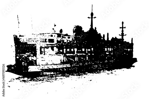 Vector Detailed of a historic building with spires and a cross.