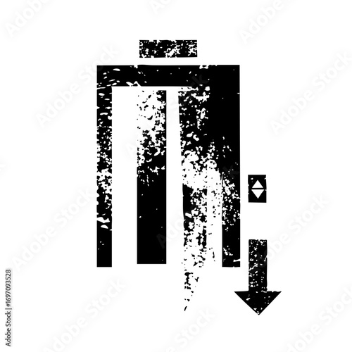 Vector Abstract vector of a descending arrow with elevator symbol.