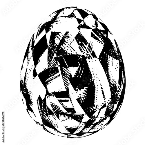 Vector Abstract geometric egg with dynamic lines.