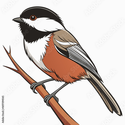 Blackcapped chickadee bird on branch
