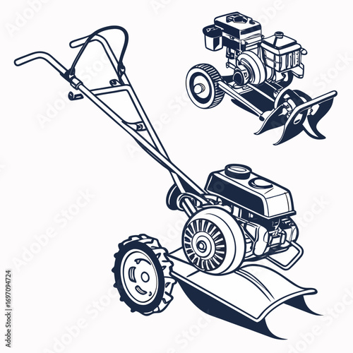 creative details  Power tiller Vector Illustration