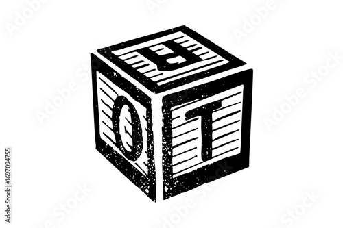 Vector Vintage building block with letters G and T .