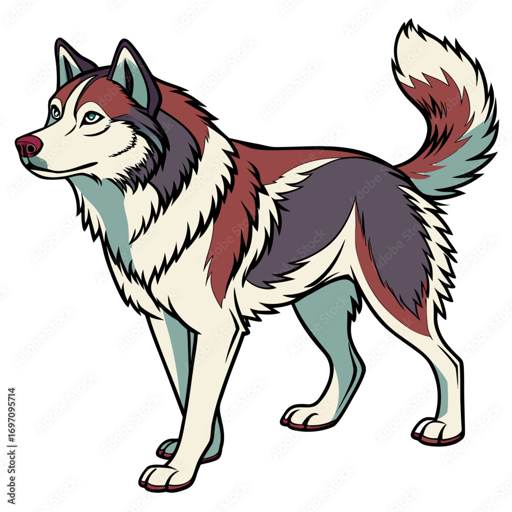 Naklejka premium Husky dog standing profile view