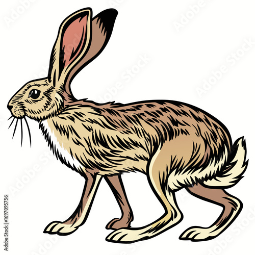 Brown rabbit walking in grass