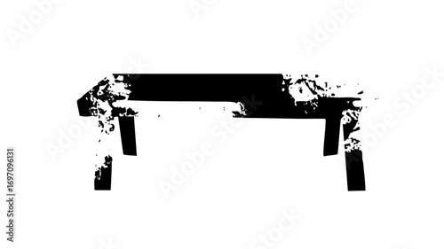 Vector Abstract black bench with distressed texture.