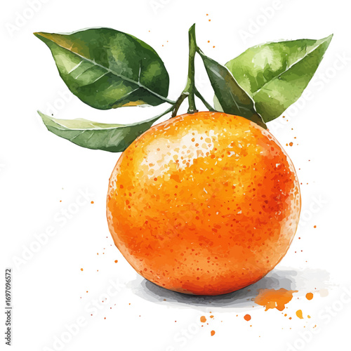 watercolor vector of Orange, isolated on a white background.