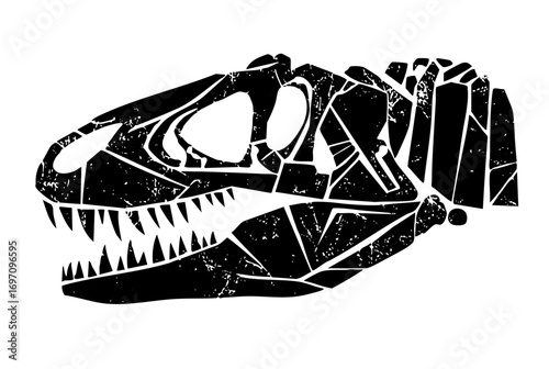 Vector Detailed dinosaur skull with sharp teeth.